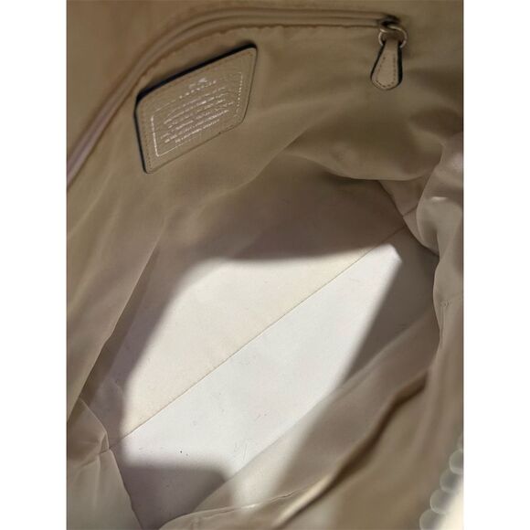 Coach Mickie Spectator Leather Satchel Tote Chalk/Navy Women's Bag - Picture 3 of 9